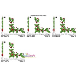 Embroidery Design Pattern - Christmas Corner Holly Leaves-2