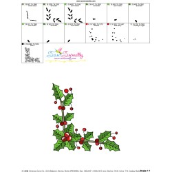 Embroidery Design Pattern - Christmas Corner Holly Leaves-3