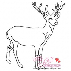 Deer Outline-2 Embroidery  Design-1