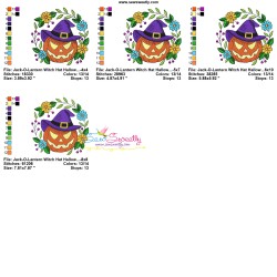Embroidery Design - Jack-O-Lantern Witch Hat Halloween Frame-2