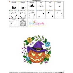 Embroidery Design - Jack-O-Lantern Witch Hat Halloween Frame-3