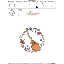 Embroidery Design - Broom Halloween Frame-2