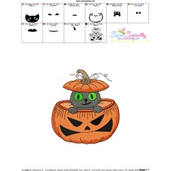Embroidery Design - Cat Peeking Out Of a Pumpkin-3