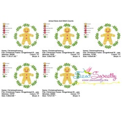 Christmas Frame Gingerbread Man Embroidery Design Pattern-3
