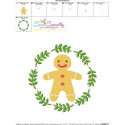 Christmas Frame Gingerbread Man Embroidery Design Pattern-2