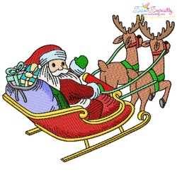Santa Sleigh Embroidery Design Bundle-7