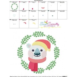Christmas Frame- Bear Embroidery Design Pattern-2