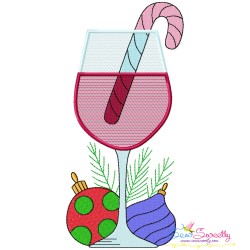 Christmas Wine Glasses Embroidery Design Bundle-8