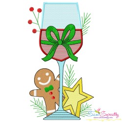 Christmas Wine Glasses Embroidery Design Bundle-4