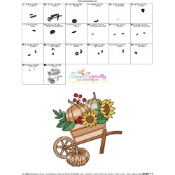 Embroidery Design - Wheelbarrow Pumpkins And Sunflowers-2
