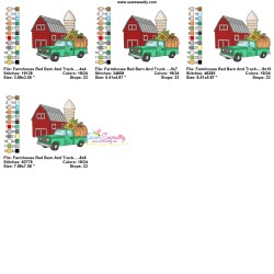 Embroidery Design - Farmhouse Red Barn And Truck-3