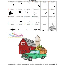Embroidery Design - Farmhouse Red Barn And Truck-2