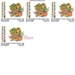 Embroidery Design - Wooden Barrel Pumpkins And Sunflowers-3