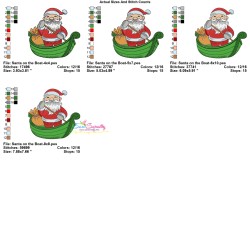 Christmas Embroidery Design - Santa on the Boat-3
