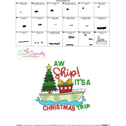 Embroidery Design - It's a Christmas Trip Boat-2