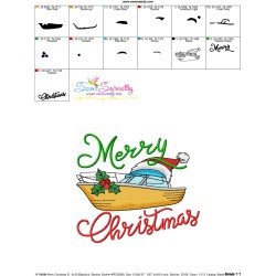 Embroidery Design - Merry Christmas Boat With Santa Hat-2