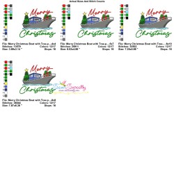 Embroidery Design - Merry Christmas Boat with Tree-3