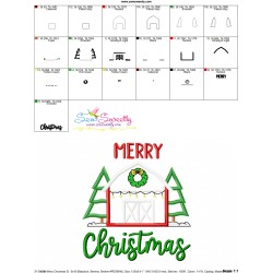 Merry Christmas Barn Farmhouse Applique Design Pattern-2
