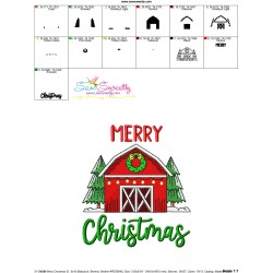 Merry Christmas Barn Farmhouse Embroidery Design Pattern-2