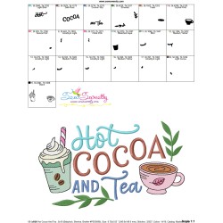 Hot Cocoa And Tea Embroidery Design Pattern