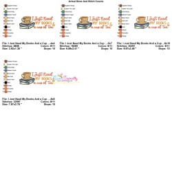 I Just Need My Books And a Cup of Tea Embroidery Design Pattern