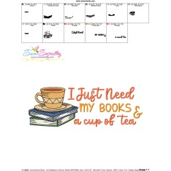 I Just Need My Books And a Cup of Tea Embroidery Design Pattern