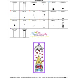 Bookmark Embroidery Design - Valentine Gnome - 8