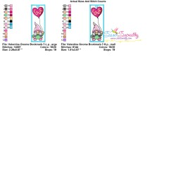 Bookmark Embroidery Design - Valentine Gnome - 7