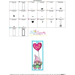 Bookmark Embroidery Design - Valentine Gnome - 7
