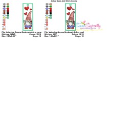 Bookmark Embroidery Design - Valentine Gnome - 6