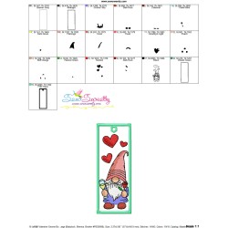 Bookmark Embroidery Design - Valentine Gnome - 6