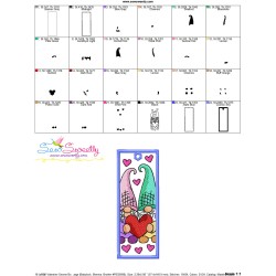 Bookmark Embroidery Design - Valentine Gnome - 4