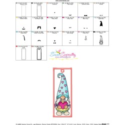 Bookmark Embroidery Design - Valentine Gnome - 2