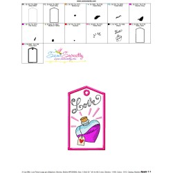 Valentine ITH Tag Embroidery Design - Love Potion