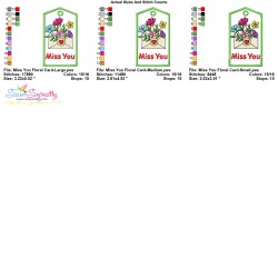 Valentine ITH Tag Embroidery Design - Miss You Floral Card