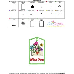 Valentine ITH Tag Embroidery Design - Miss You Floral Card