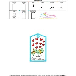 Valentine ITH Tag Embroidery Design - Happy Valentine's Day