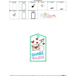 Valentine ITH Tag Embroidery Design - Share The Love
