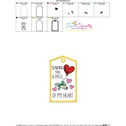 Valentine ITH Tag Embroidery Design - Sending You a Piece of My Heart