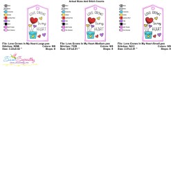 Valentine ITH Tag Embroidery Design - Love Grows In My Heart