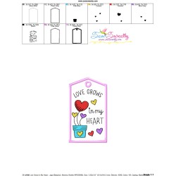 Valentine ITH Tag Embroidery Design - Love Grows In My Heart