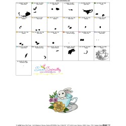 Bunny With Floral Cup - 9 Embroidery Design Pattern