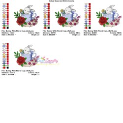 Bunny With Floral Cup - 4 Embroidery Design Pattern
