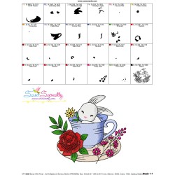 Bunny With Floral Cup - 4 Embroidery Design Pattern