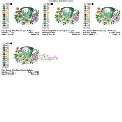 Bunny With Floral Cup - 1 Embroidery Design Pattern