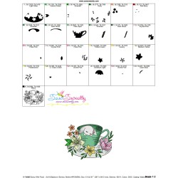 Bunny With Floral Cup - 1 Embroidery Design Pattern