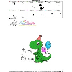 Birthday Baby Animal- Dinosaur Embroidery Design Pattern