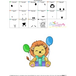 Birthday Baby Animal- Lion Embroidery Design Pattern