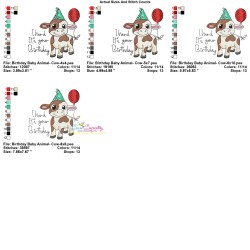 Birthday Baby Animal- Cow Embroidery Design Pattern