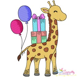 Birthday Baby Animal- Giraffe Embroidery Design Pattern